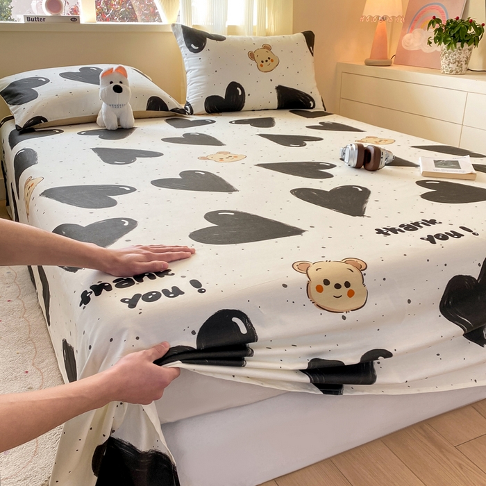 91家纺网 家纺一手货源 找家纺 红日子纺织品 2026新款全棉纯棉单床单 萌心熊宝