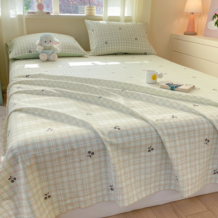 91家纺网 家纺一手货源 找家纺 红日子纺织品 2026新款全棉纯棉单床单 印象樱桃