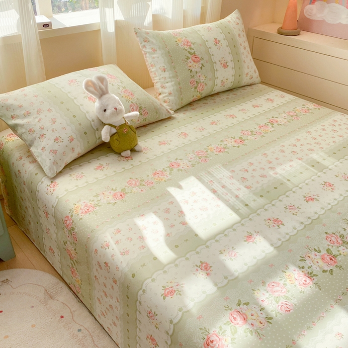 91家纺网 家纺一手货源 找家纺 红日子纺织品 2026新款全棉纯棉单床单 云边花漾