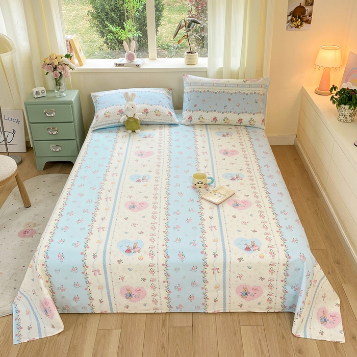 红日子纺织品 2026新款全棉纯棉单床单 香颂萌兔