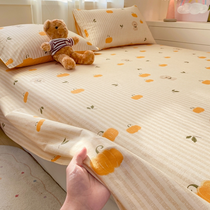 91家纺网 家纺一手货源 找家纺 红日子纺织品 2026新款全棉纯棉单床单 南瓜小狗