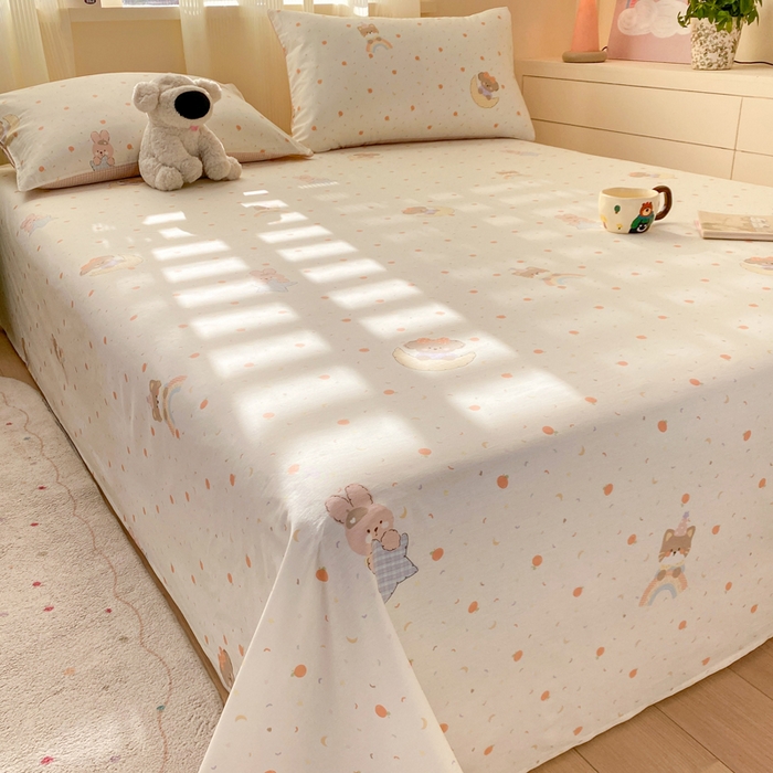 91家纺网 家纺一手货源 找家纺 红日子纺织品 2026新款全棉纯棉单床单 伙伴甜心