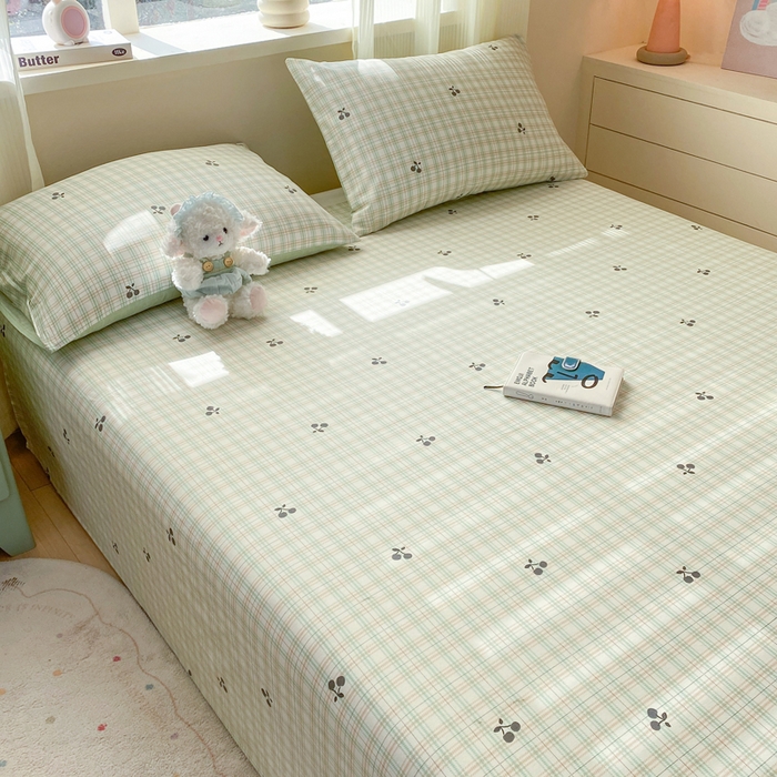 91家纺网 家纺一手货源 找家纺 红日子纺织品 2026新款全棉纯棉单床单 印象樱桃