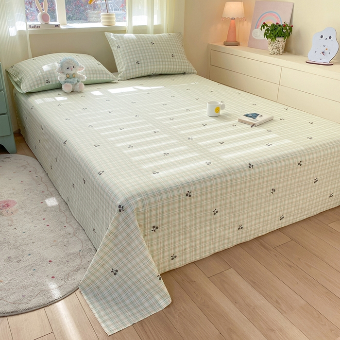 91家纺网 家纺一手货源 找家纺 红日子纺织品 2026新款全棉纯棉单床单 印象樱桃