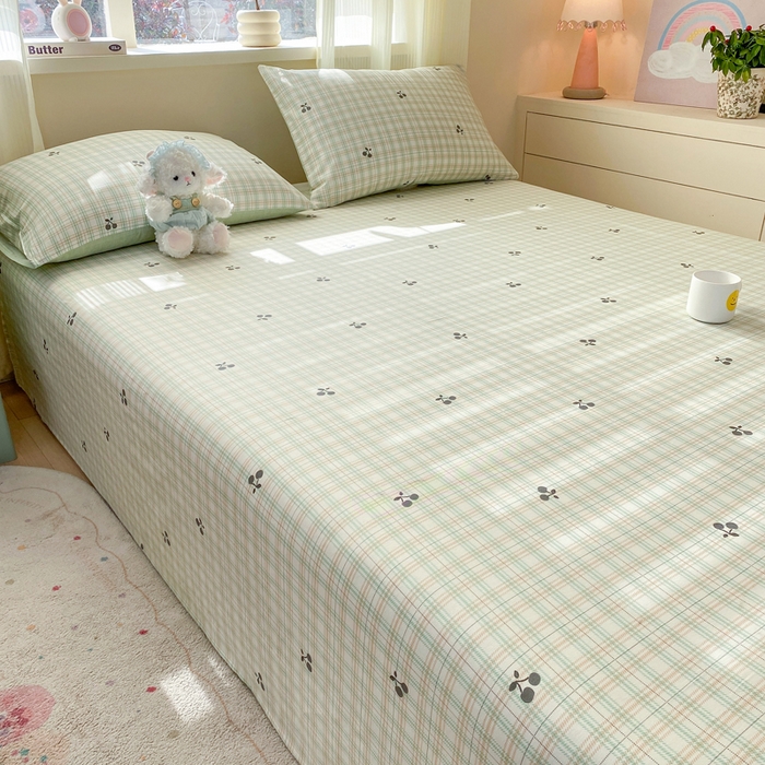 91家纺网 家纺一手货源 找家纺 红日子纺织品 2026新款全棉纯棉单床单 印象樱桃