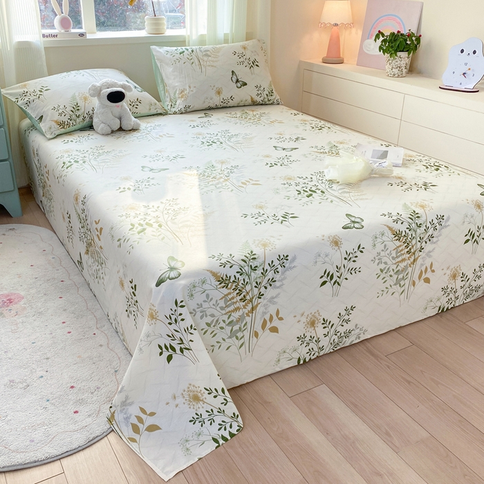 91家纺网 家纺一手货源 找家纺 红日子纺织品 2026新款全棉纯棉单床单 绿意盎然