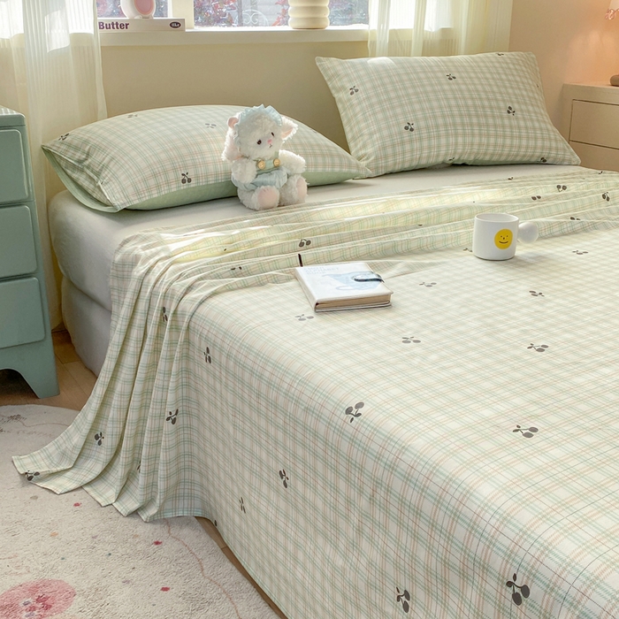 91家纺网 家纺一手货源 找家纺 红日子纺织品 2026新款全棉纯棉单床单 印象樱桃