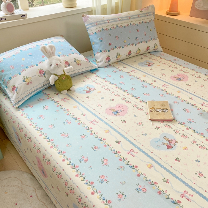 91家纺网 家纺一手货源 找家纺 红日子纺织品 2026新款全棉纯棉单床单 香颂萌兔