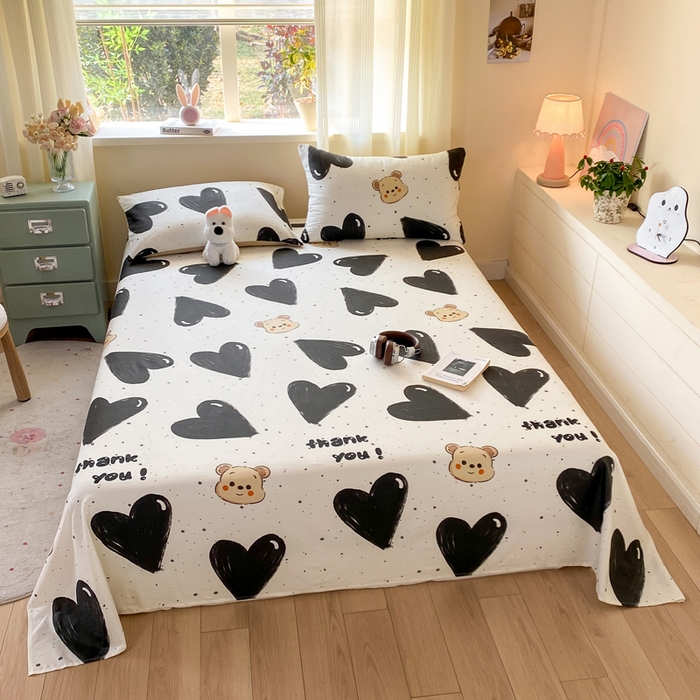 91家纺网 家纺一手货源 找家纺 红日子纺织品 2026新款全棉纯棉单床单 萌心熊宝