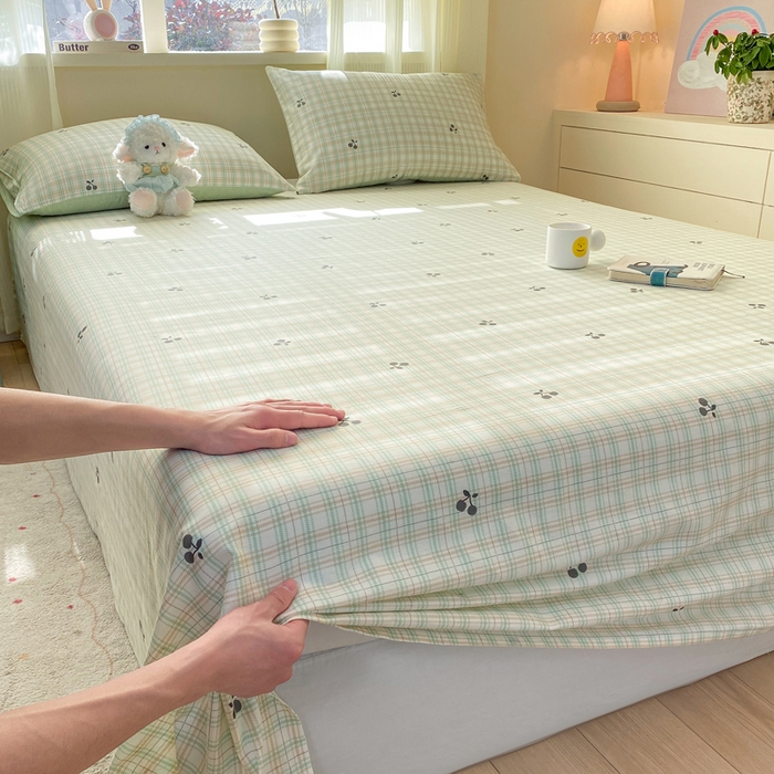 91家纺网 家纺一手货源 找家纺 红日子纺织品 2026新款全棉纯棉单床单 印象樱桃