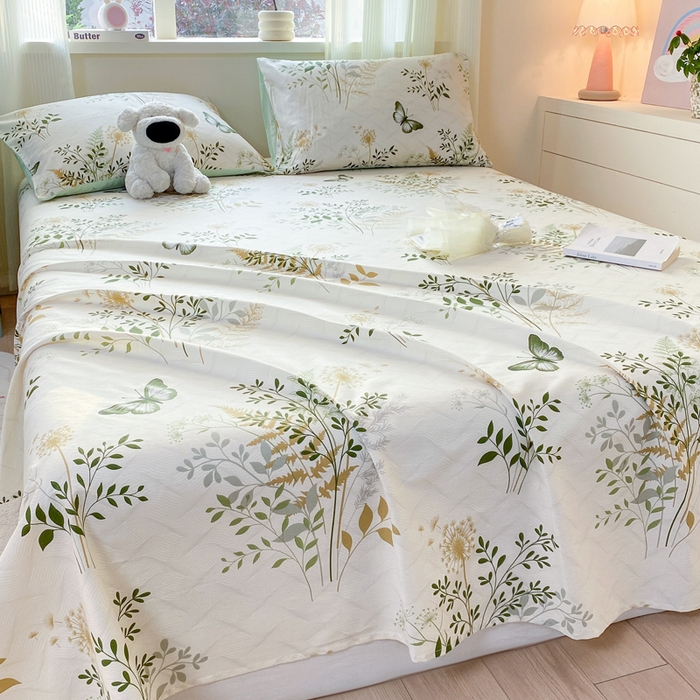 91家纺网 家纺一手货源 找家纺 红日子纺织品 2026新款全棉纯棉单床单 绿意盎然