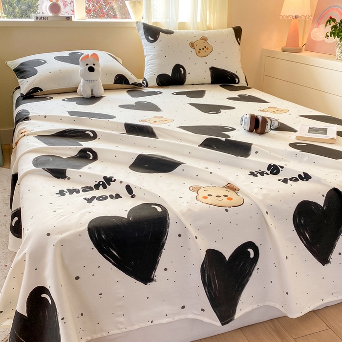 91家纺网 家纺一手货源 找家纺 红日子纺织品 2026新款全棉纯棉单床单 萌心熊宝