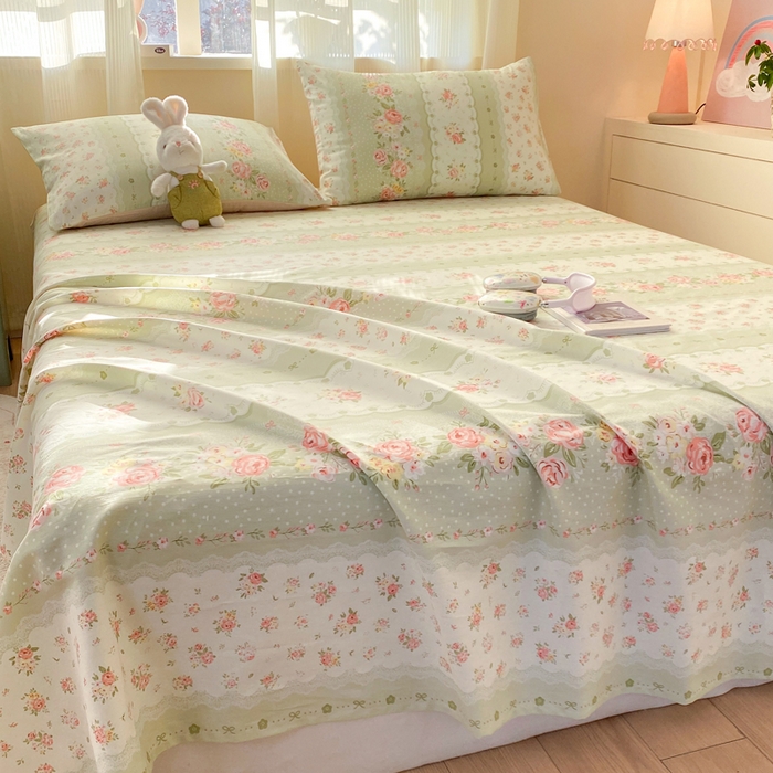 91家纺网 家纺一手货源 找家纺 红日子纺织品 2026新款全棉纯棉单床单 云边花漾