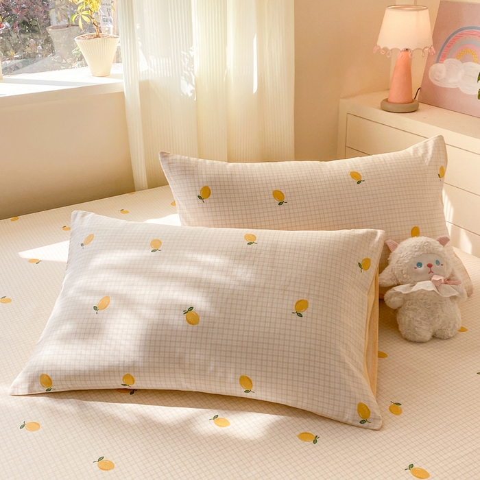 91家纺网 家纺一手货源 找家纺 红日子纺织品 2026新款全棉纯棉单床单 柠檬小镇