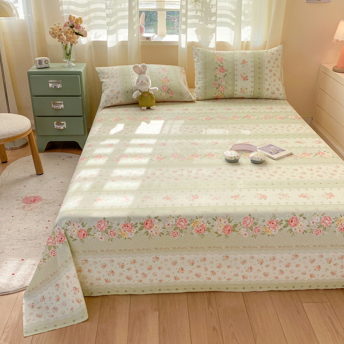 91家纺网 家纺一手货源 找家纺 红日子纺织品 2026新款全棉纯棉单床单 云边花漾