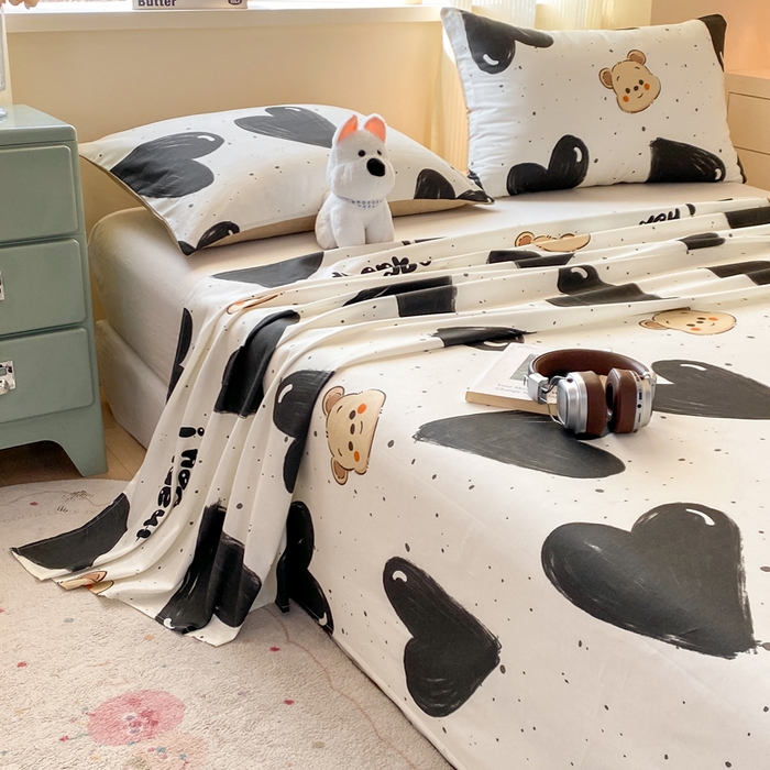 91家纺网 家纺一手货源 找家纺 红日子纺织品 2026新款全棉纯棉单床单 萌心熊宝