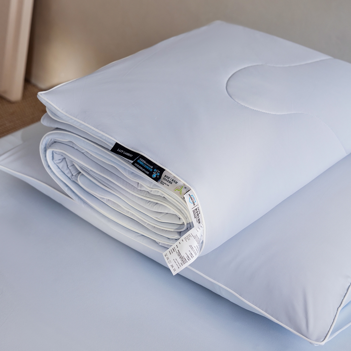 91家纺网 家纺一手货源 找家纺 丽笙被芯 2026新款冷暖深睡控温夏被夏凉被空调被 青空灰