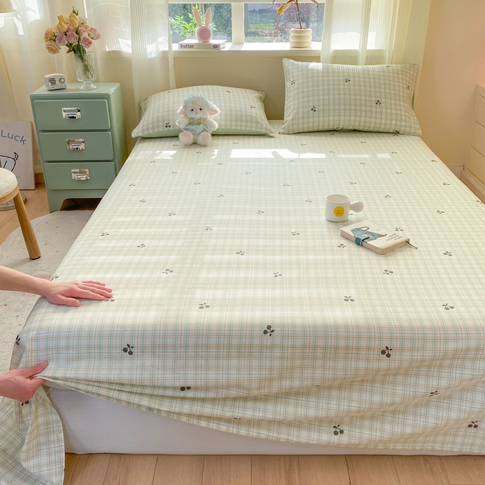 91家纺网 家纺一手货源 找家纺 红日子纺织品 2026新款全棉纯棉单床单 印象樱桃