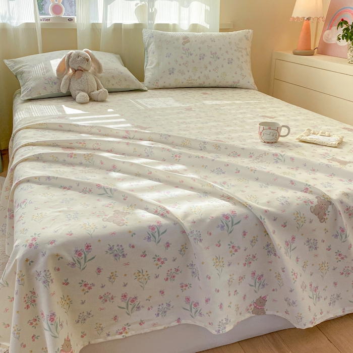 91家纺网 家纺一手货源 找家纺 红日子纺织品 2026新款全棉纯棉单床单 花园宝贝