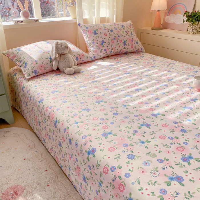 91家纺网 家纺一手货源 找家纺 红日子纺织品 2026新款全棉纯棉单床单 满园芬芳