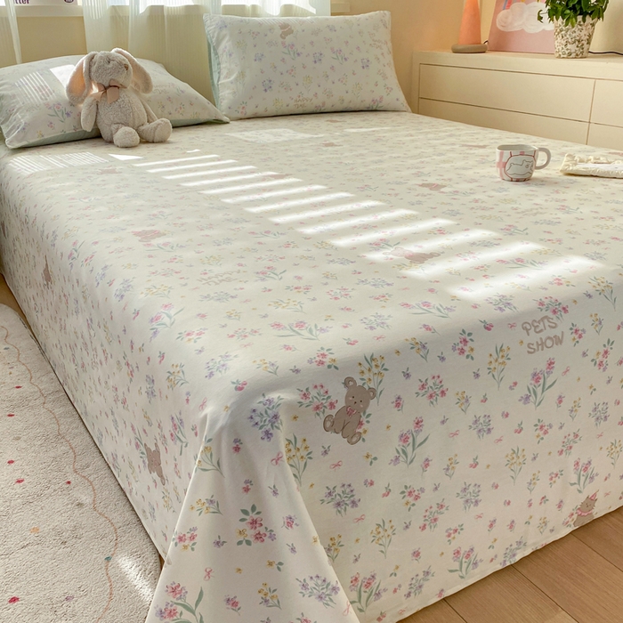 91家纺网 家纺一手货源 找家纺 红日子纺织品 2026新款全棉纯棉单床单 花园宝贝