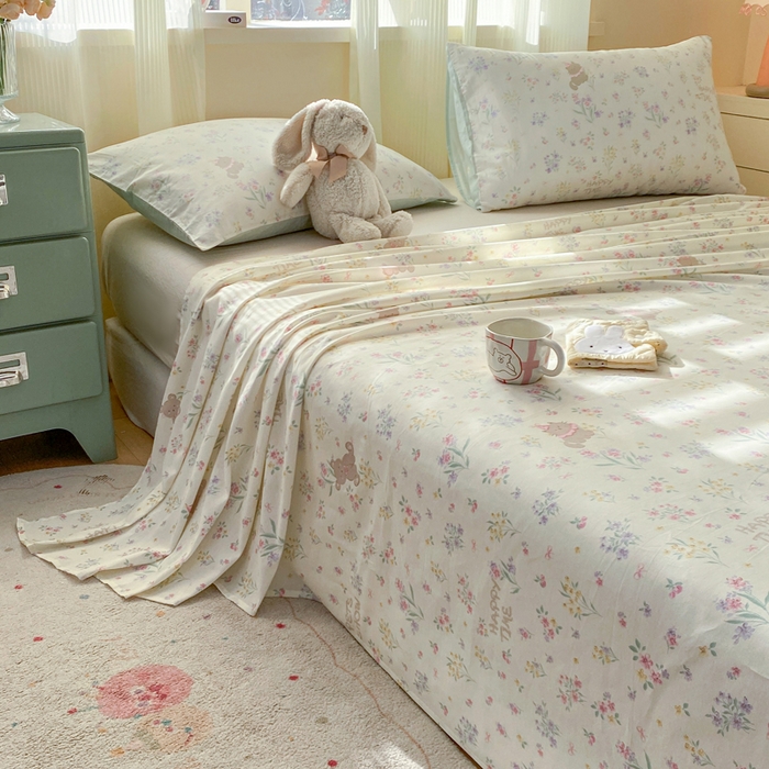 91家纺网 家纺一手货源 找家纺 红日子纺织品 2026新款全棉纯棉单床单 花园宝贝