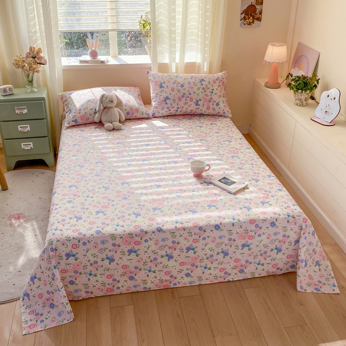 91家纺网 家纺一手货源 找家纺 红日子纺织品 2026新款全棉纯棉单床单 满园芬芳