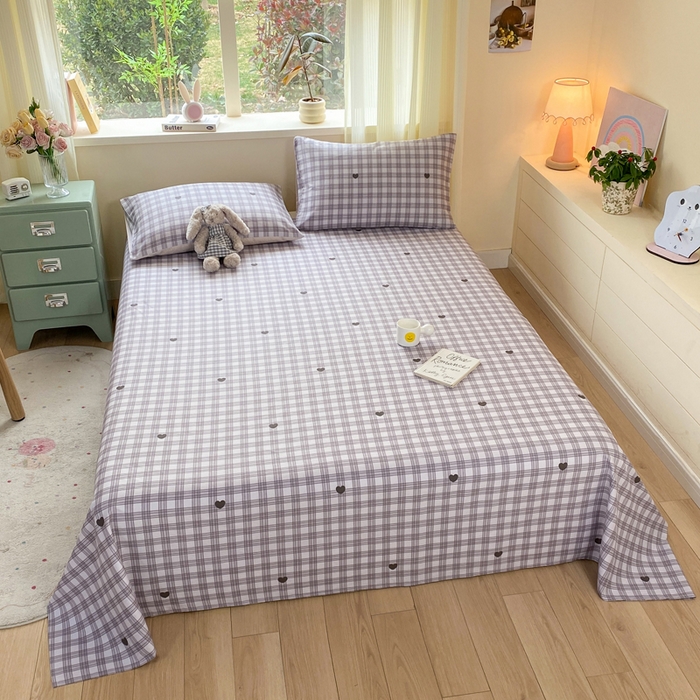 91家纺网 家纺一手货源 找家纺 红日子纺织品 2026新款全棉纯棉单床单 甜心乐园紫