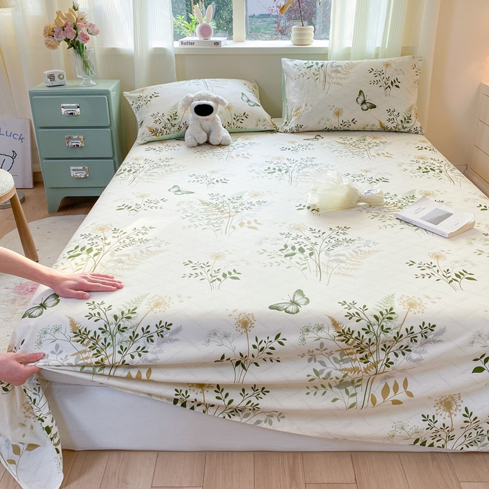 91家纺网 家纺一手货源 找家纺 红日子纺织品 2026新款全棉纯棉单床单 绿意盎然