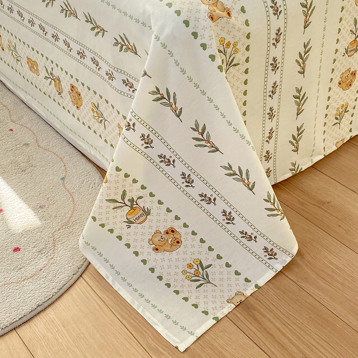 91家纺网 家纺一手货源 找家纺 红日子纺织品 2026新款全棉纯棉单床单 小熊慕斯