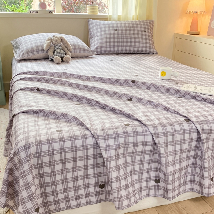 91家纺网 家纺一手货源 找家纺 红日子纺织品 2026新款全棉纯棉单床单 甜心乐园紫