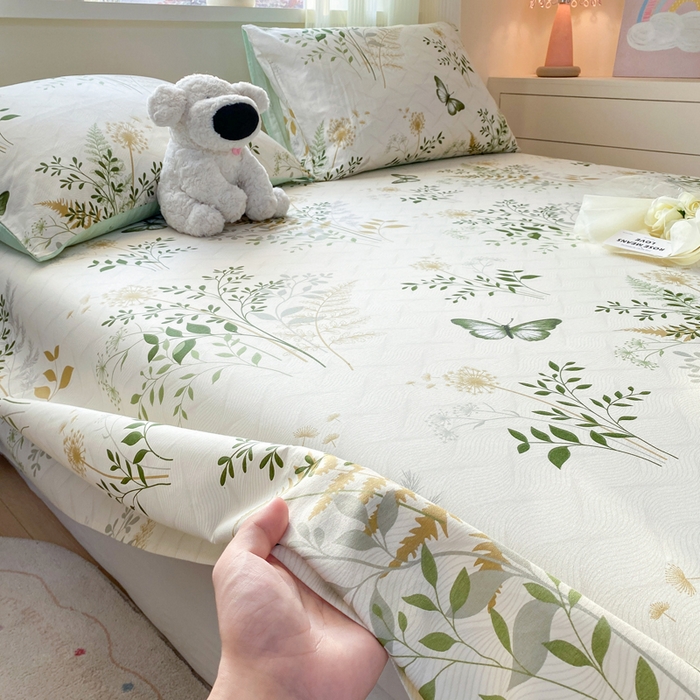 91家纺网 家纺一手货源 找家纺 红日子纺织品 2026新款全棉纯棉单床单 绿意盎然