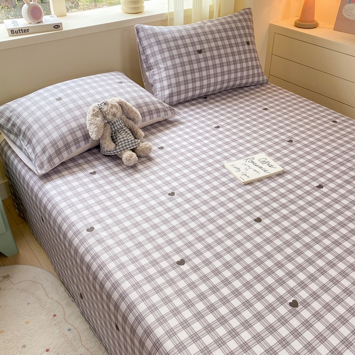 91家纺网 家纺一手货源 找家纺 红日子纺织品 2026新款全棉纯棉单床单 甜心乐园紫