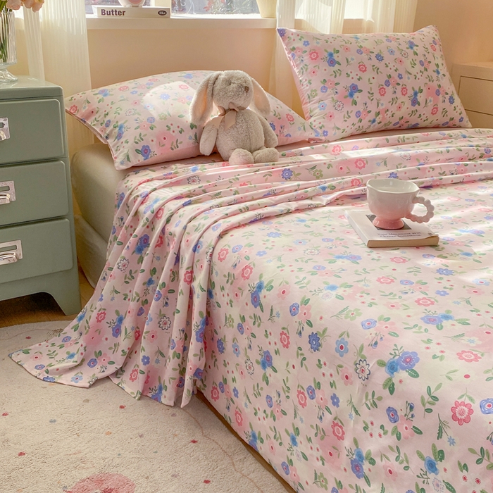 91家纺网 家纺一手货源 找家纺 红日子纺织品 2026新款全棉纯棉单床单 满园芬芳