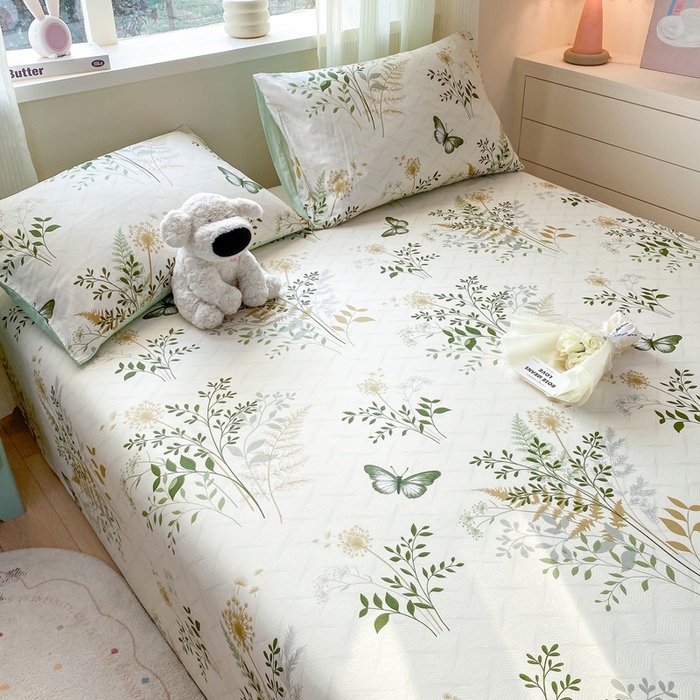 91家纺网 家纺一手货源 找家纺 红日子纺织品 2026新款全棉纯棉单床单 绿意盎然