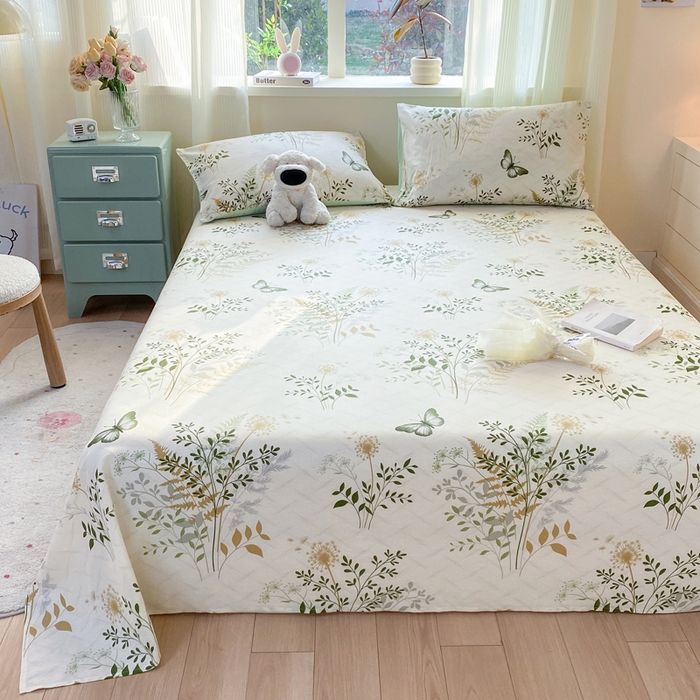 91家纺网 家纺一手货源 找家纺 红日子纺织品 2026新款全棉纯棉单床单 绿意盎然