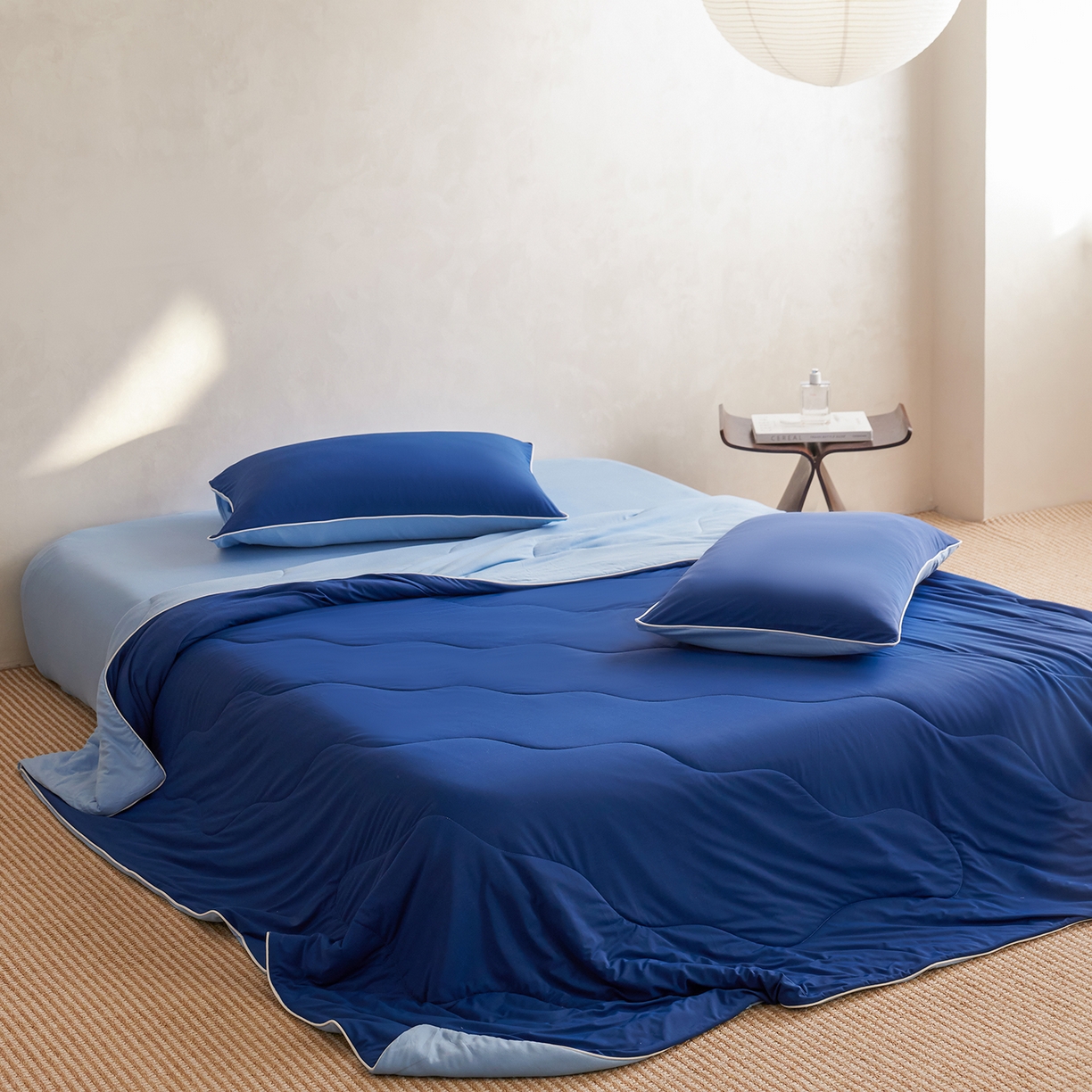 91家纺网 家纺一手货源 找家纺 丽笙被芯 2026新款冷暖深睡控温夏被夏凉被空调被 深睡蓝