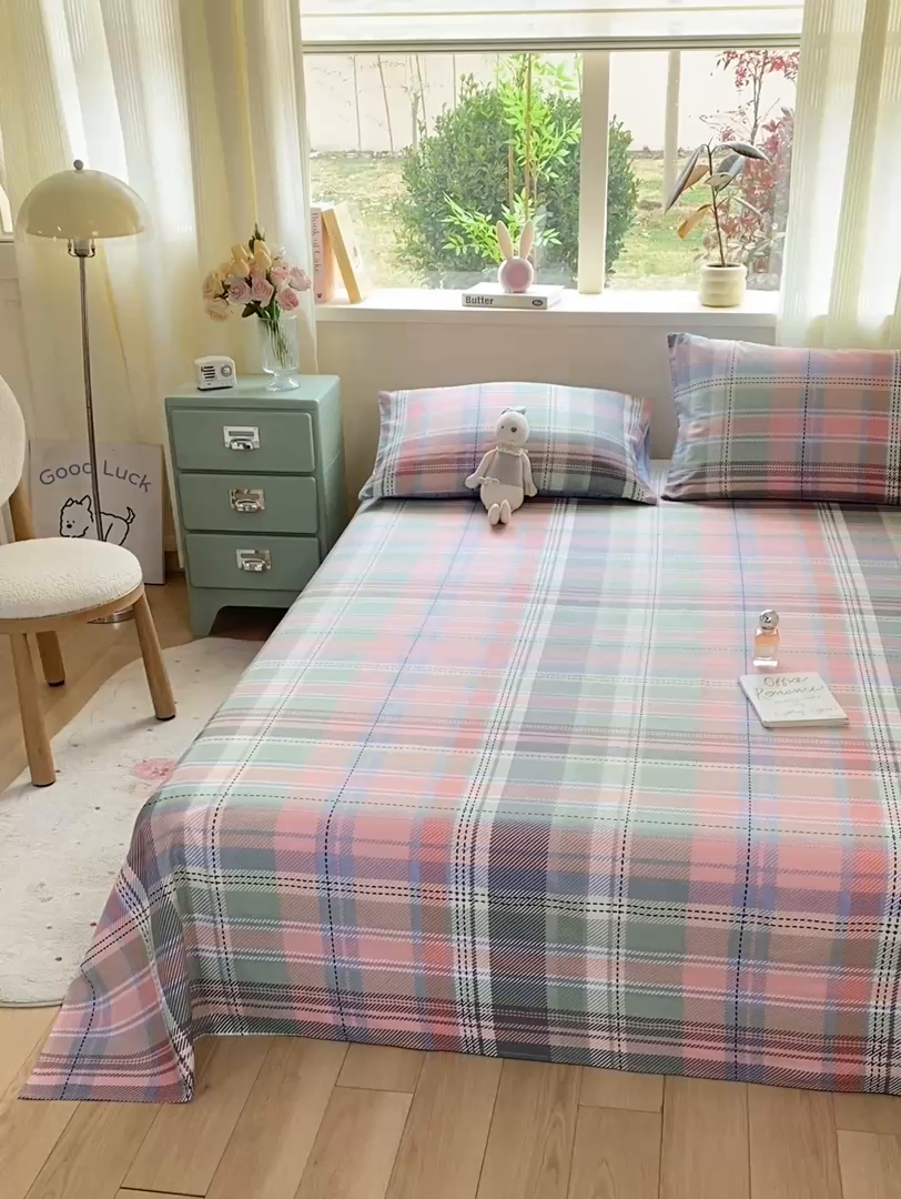 91家纺网 家纺一手货源 找家纺 红日子纺织品 2026新款全棉纯棉单床单 悦色格调