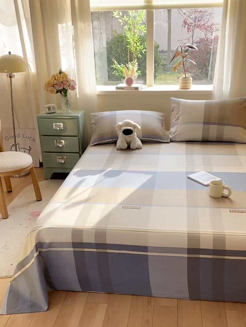 91家纺网 家纺一手货源 找家纺 红日子纺织品 2026新款全棉纯棉单床单 韶华