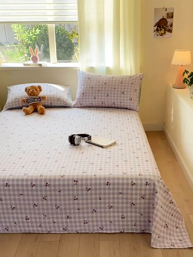 91家纺网 家纺一手货源 找家纺 红日子纺织品 2026新款全棉纯棉单床单 香甜樱桃