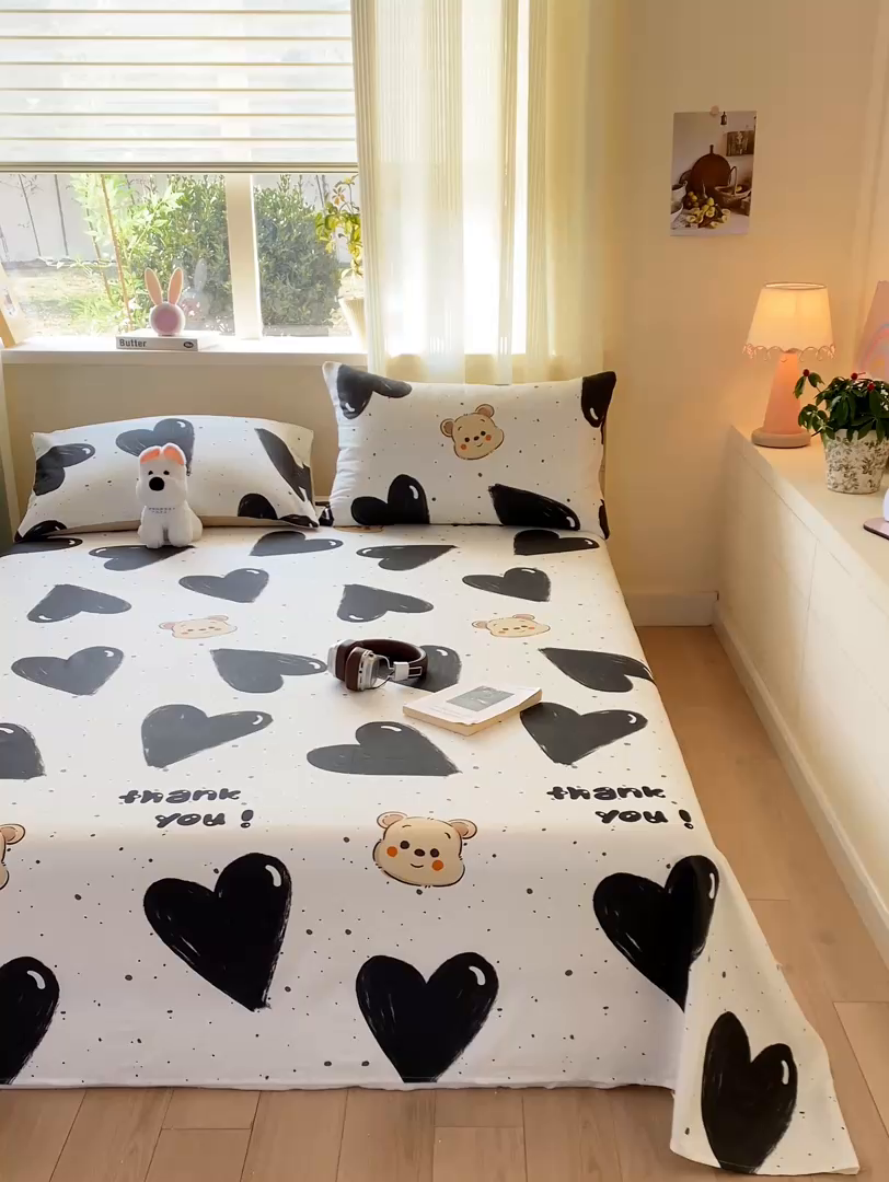 91家纺网 家纺一手货源 找家纺 红日子纺织品 2026新款全棉纯棉单床单 萌心熊宝