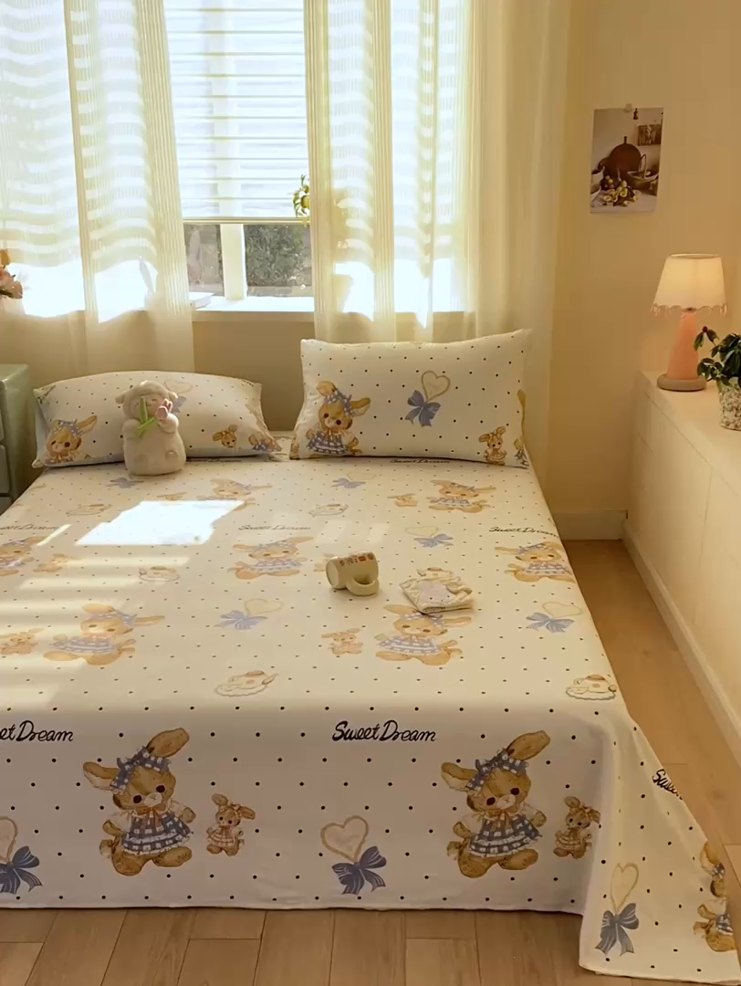 91家纺网 家纺一手货源 找家纺 红日子纺织品 2026新款全棉纯棉单床单 洛可可