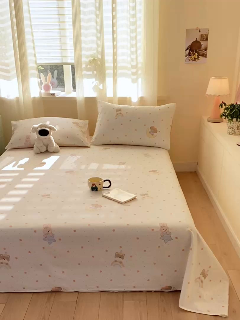 91家纺网 家纺一手货源 找家纺 红日子纺织品 2026新款全棉纯棉单床单 伙伴甜心