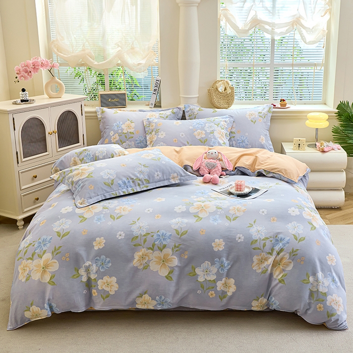 91家纺网 家纺一手货源 找家纺 馨雅家纺 2025新款全棉磨毛数码印花四件套 花觅-粉