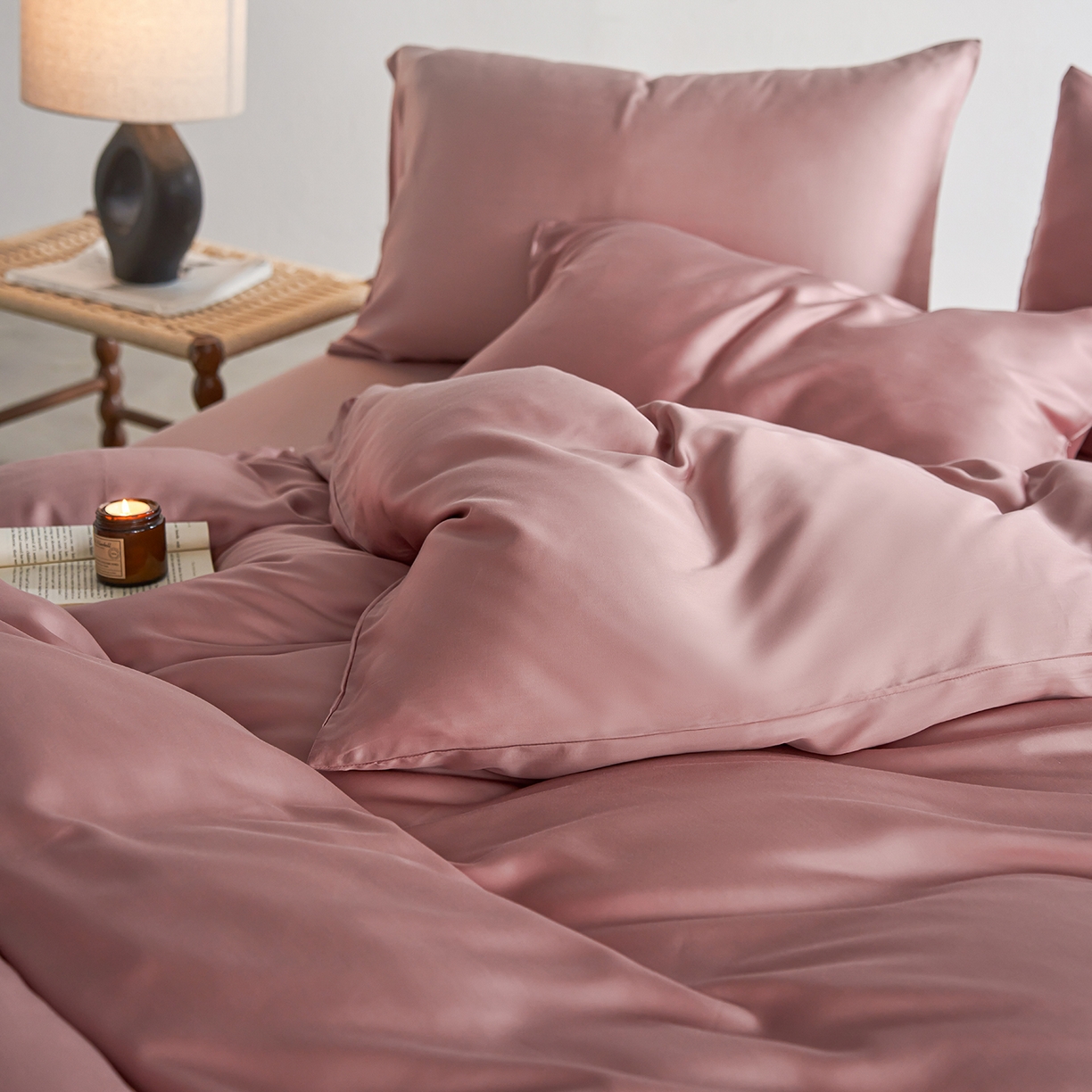 91家纺网 家纺一手货源 找家纺 轩和家居 2026新款60支奥地利兰精天丝四件套 胭脂粉