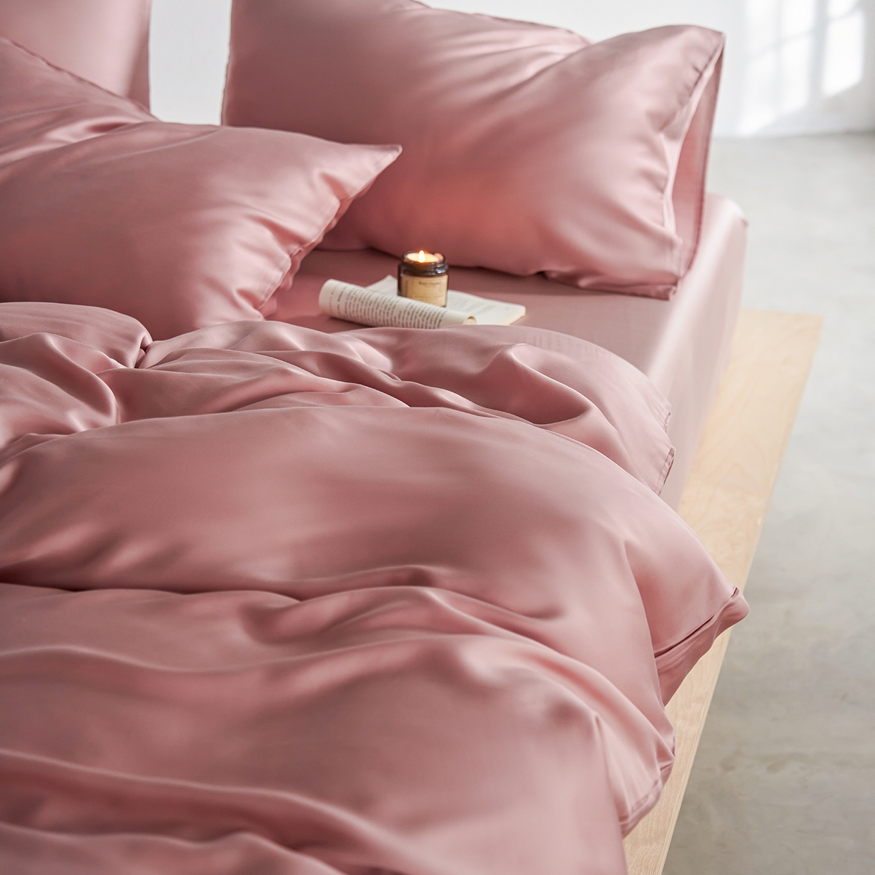 91家纺网 家纺一手货源 找家纺 轩和家居 2026新款60支奥地利兰精天丝四件套 胭脂粉