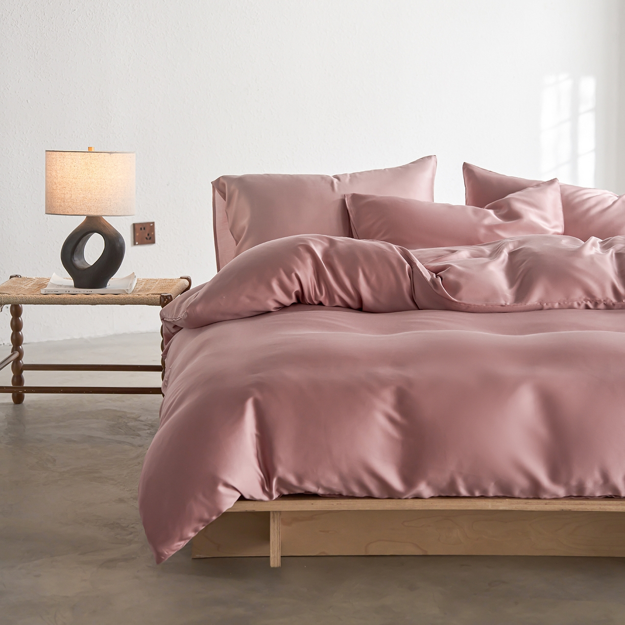 91家纺网 家纺一手货源 找家纺 轩和家居 2026新款60支奥地利兰精天丝四件套 胭脂粉