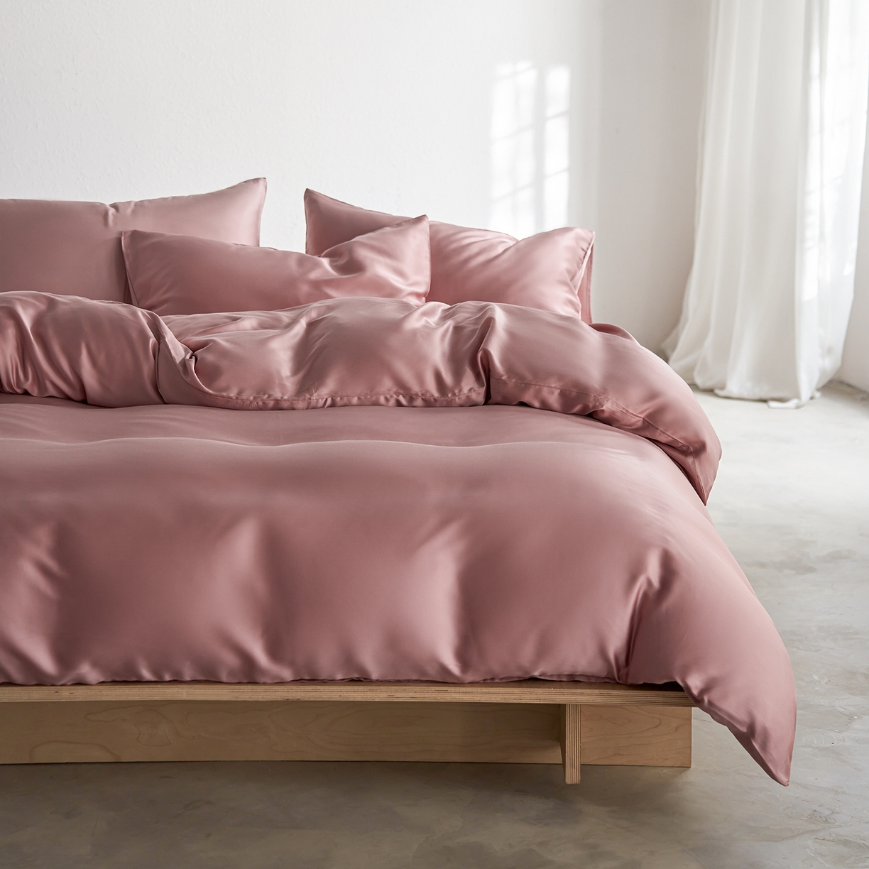 91家纺网 家纺一手货源 找家纺 轩和家居 2026新款60支奥地利兰精天丝四件套 胭脂粉