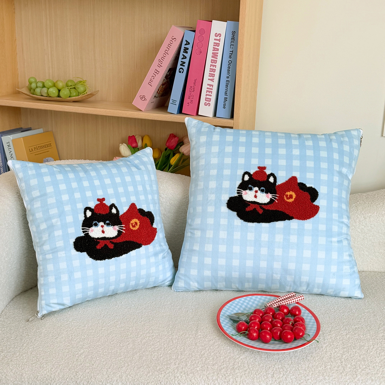 91家纺网 家纺一手货源 找家纺 （总）番茄+ 2026新款ins风卡通毛巾绣抱枕被