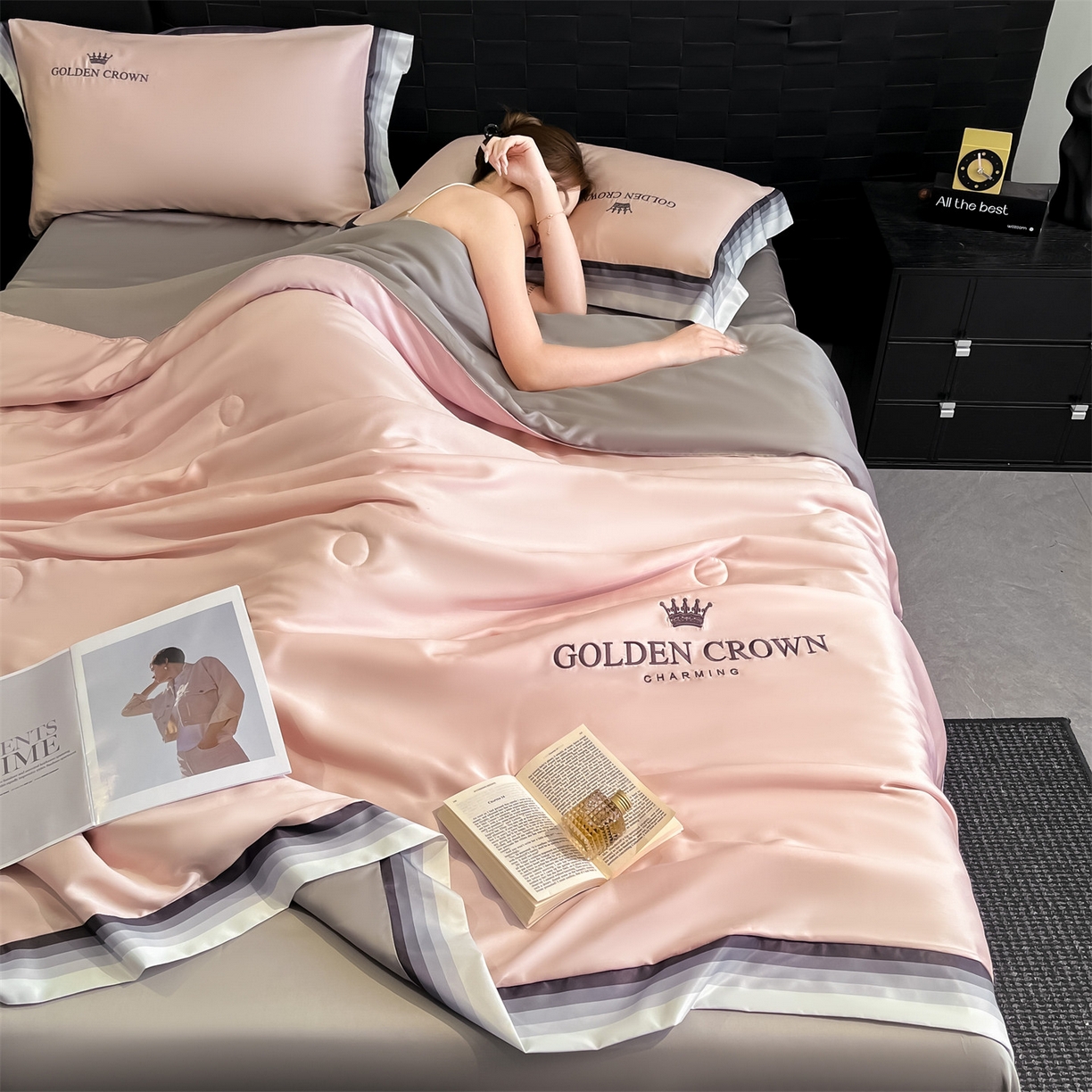 91家纺网 家纺一手货源 找家纺 （总）小久久（小九九） 2026新款水洗冰丝数码宽边刺绣夏被夏凉被空调被-贝拉系列